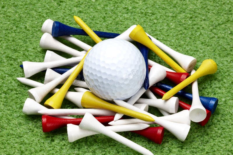 Golf Ball and Colorful Tees Stock Photo Image of single, golfing