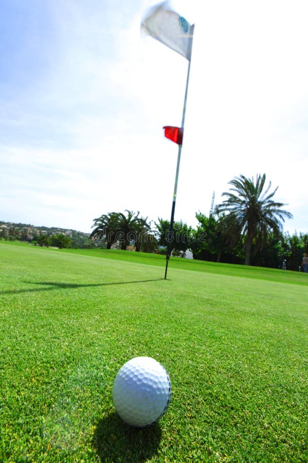Golf-ball on course royalty free stock image