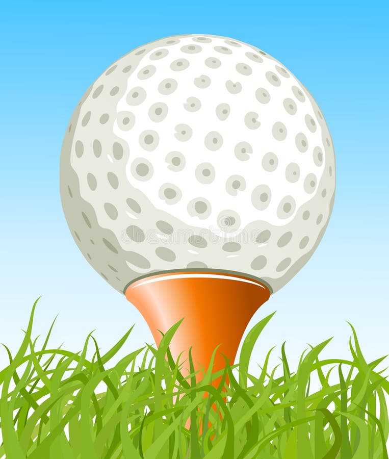 Golf ball on the grass stock vector. Illustration of background - 24107101