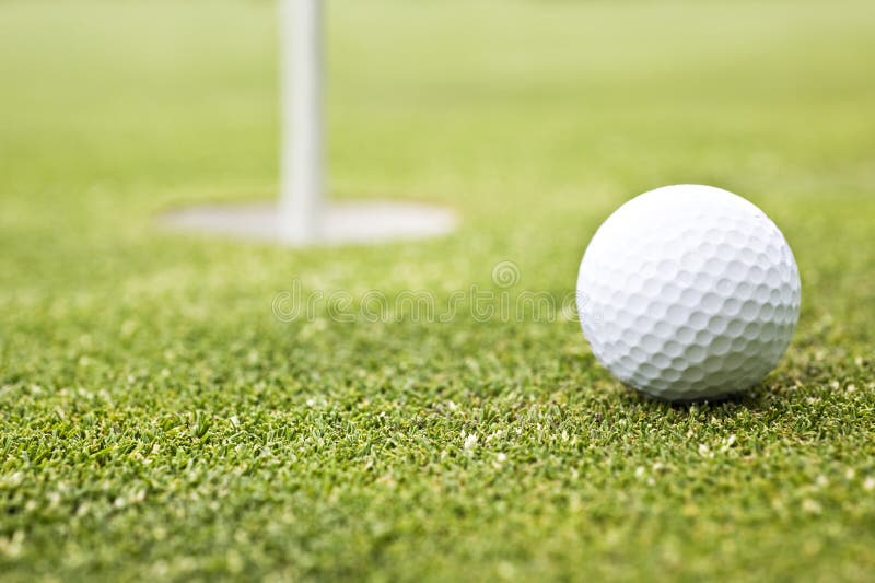 Golf Ball on a Putting Green Stock Image Image of hobby, background
