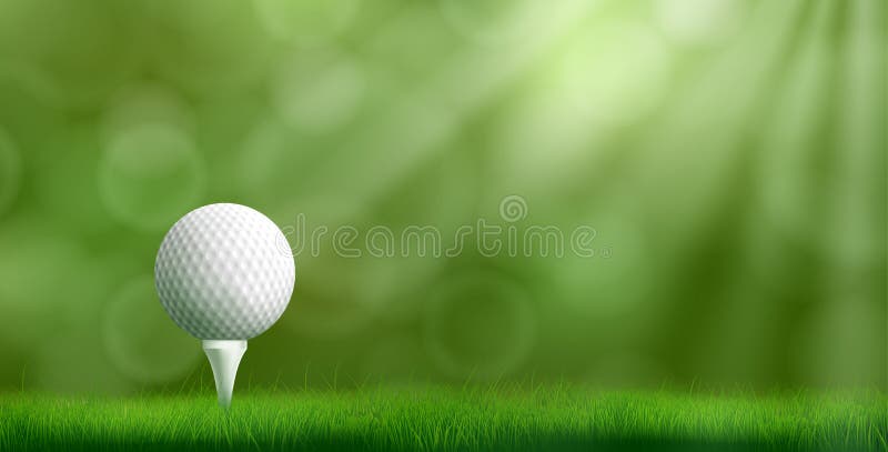 Golf ball on tee realistic vector background vector illustration