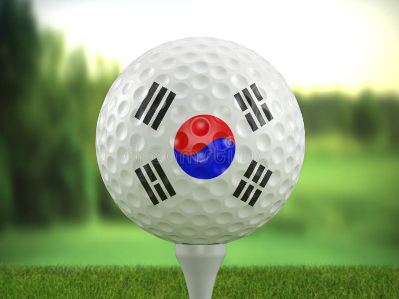 Golf ball South Korea flag stock illustration. Illustration of design