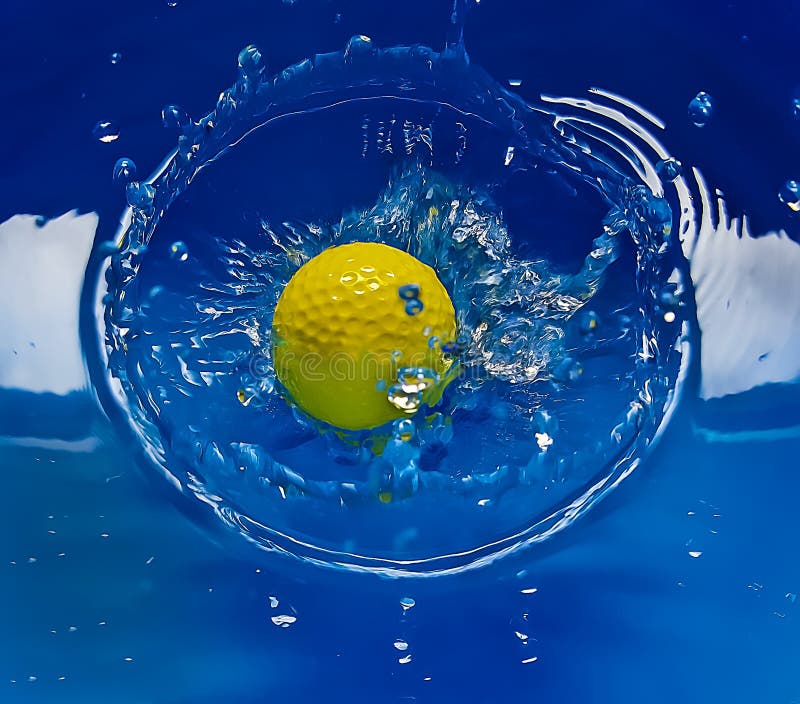 Golf Ball Splashing in Water Stock Image Image of yellow, blue 53354553