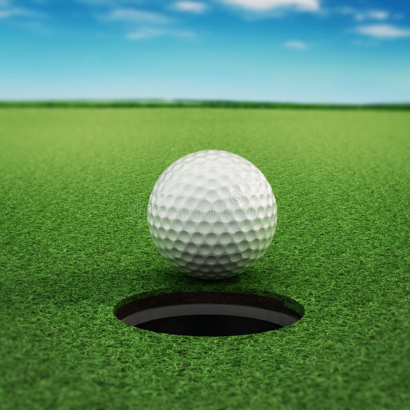 Golf Ball Standing Near The Hole Stock Illustration Illustration Of