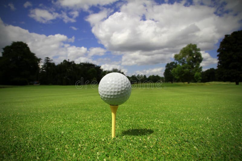 Golf ball on the tee stock photo. Image of equipment 15584308