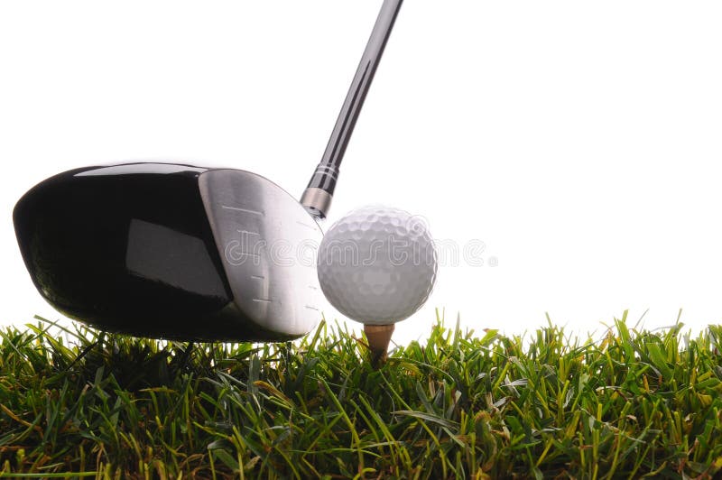 Golf Ball On Tee In Grass With Driver Stock Image Image of golfball