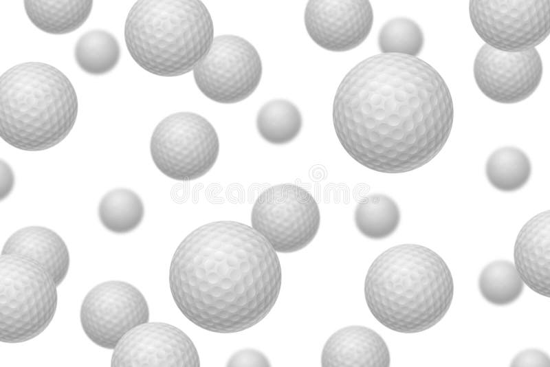 Golf Balls Pile Group Isolated on White. Golf Balls Multitude Close Up