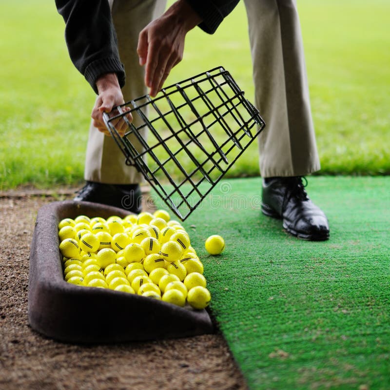 Golf Balls Pouring Out of Basket Stock Image Image of outdoors, sport