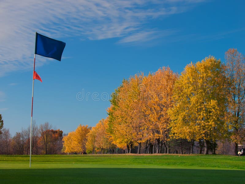 Golf blue flag on green stock photo. Image of waving 27225616