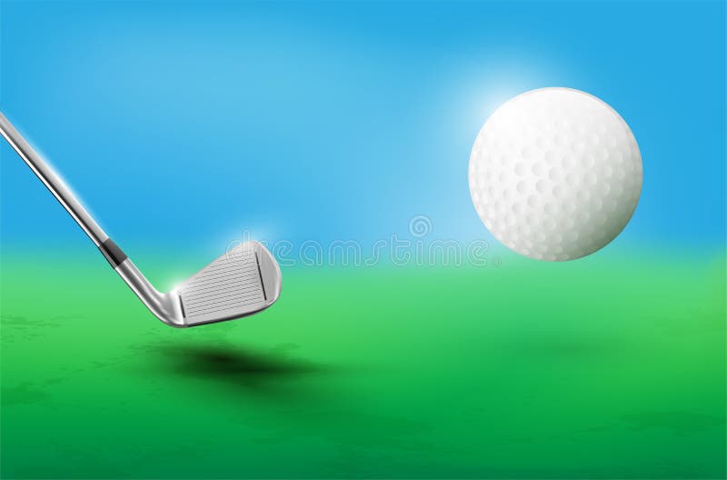 Golf Club and Flying Golf Ball Stock Vector Illustration of silver