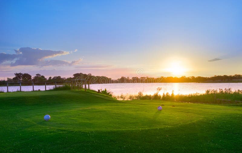 Sunset over Murray Lagoon from the 17th tee at Rockhampton Golf Club. Sunset over Murray Lagoon from the 17th tee at Rockhampton Golf Club