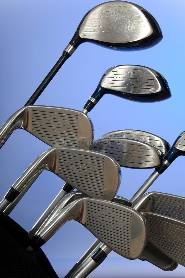 Golf Clubs on white stock image. Image of silver, shiny 3499529