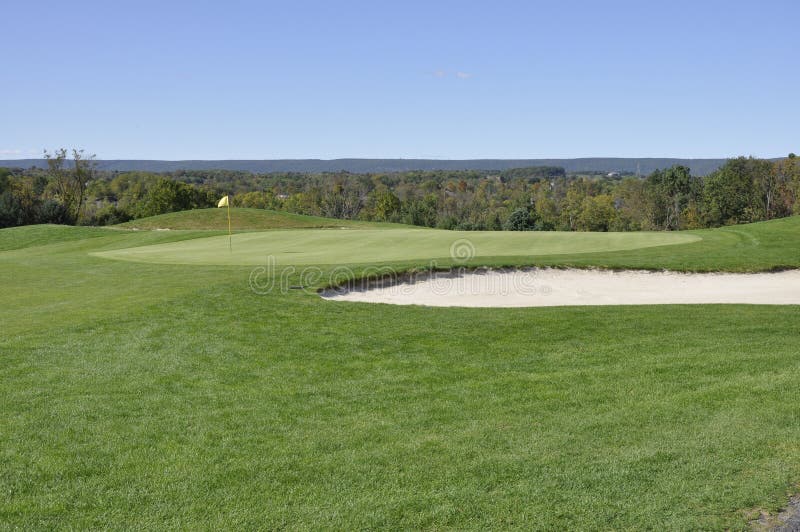 Golf Course Fairway and Sand Trap Stock Photo Image of landscape