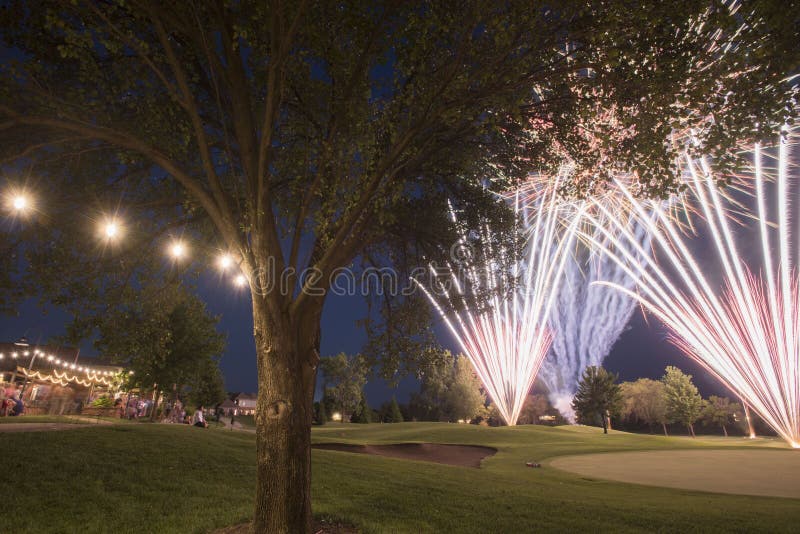 Golf Course Fireworks Display royalty free stock images