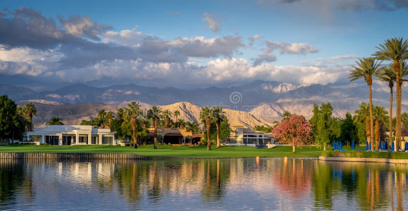 PALM DESERT, CA - NOV 19: View of water features at a golf course at the JW Marriott Desert Springs Resort & Spa on November 19, 2015 in Palm Desert, CA. The Marriott is popular golf destination.