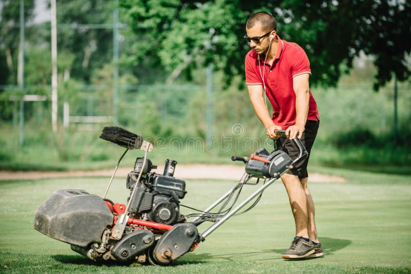 Golf Course Maintenance Equipment, Fairway Mower Stock Image Image of