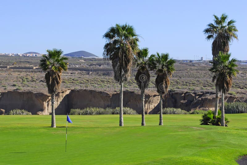 Golf course panorama with palm trees in Tenerife ,Canary island. Golf course panorama with palm trees in Tenerife ,Canary island