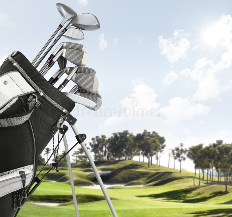 Golf Equipment. Professional Clubs on Golf Course Stock Image Image