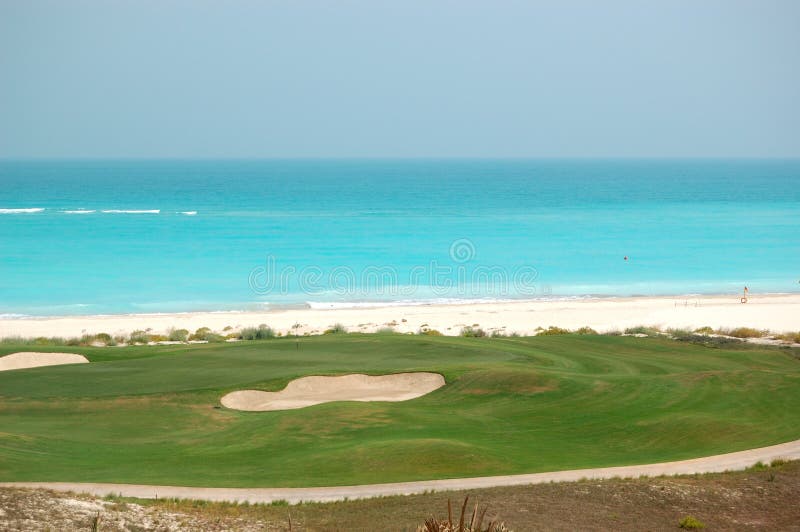 Golf field near beach of the luxury hotel