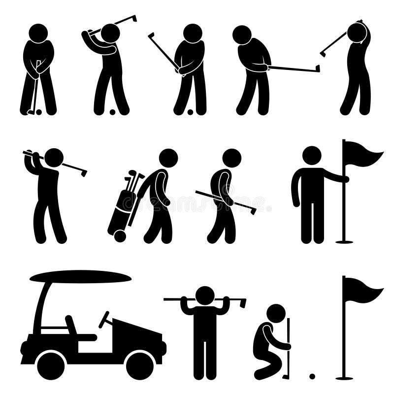 Golf Golfer Swing People Caddy stock illustration