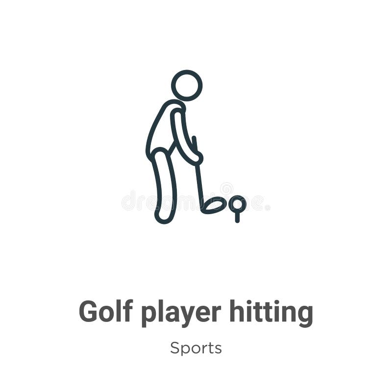 Golf player hitting outline vector icon. Thin line black golf player hitting icon, flat vector simple element illustration from stock illustration