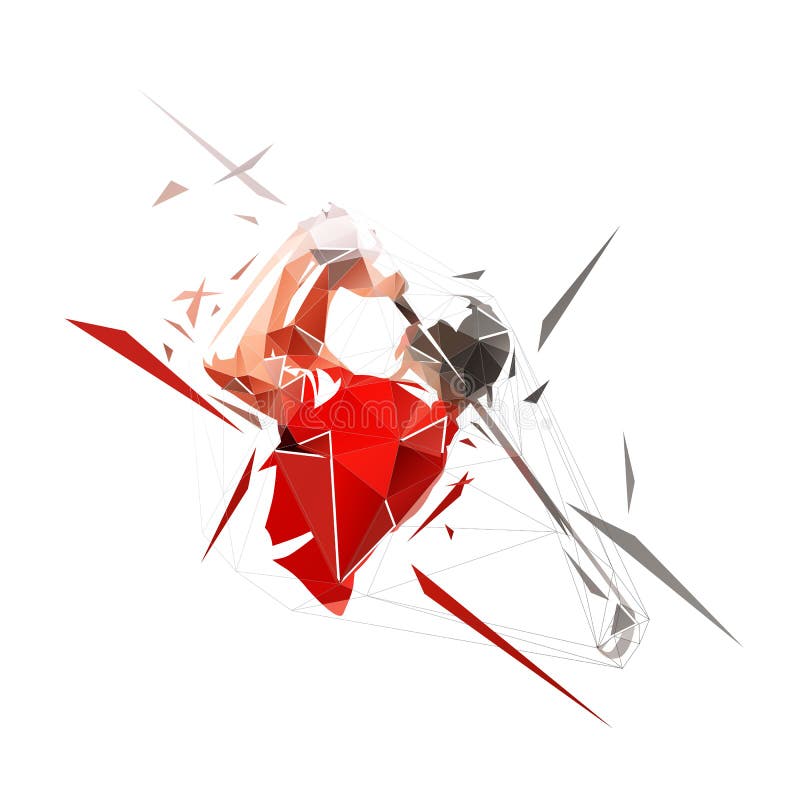 Golf Player, Low Polygonal Vector Logo. Abstract Geometric Golfer from