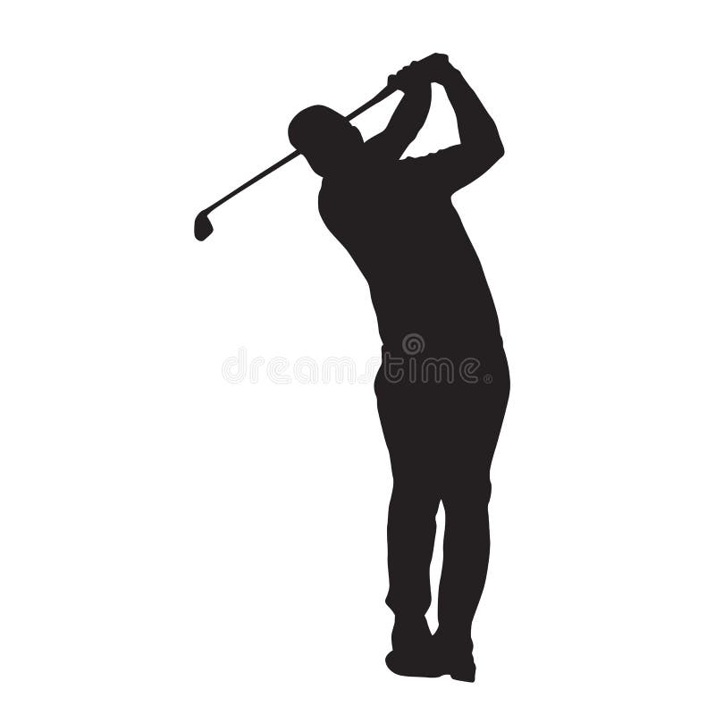 Golf player vector isolated silhouette, front view. Golf tee outline vectors