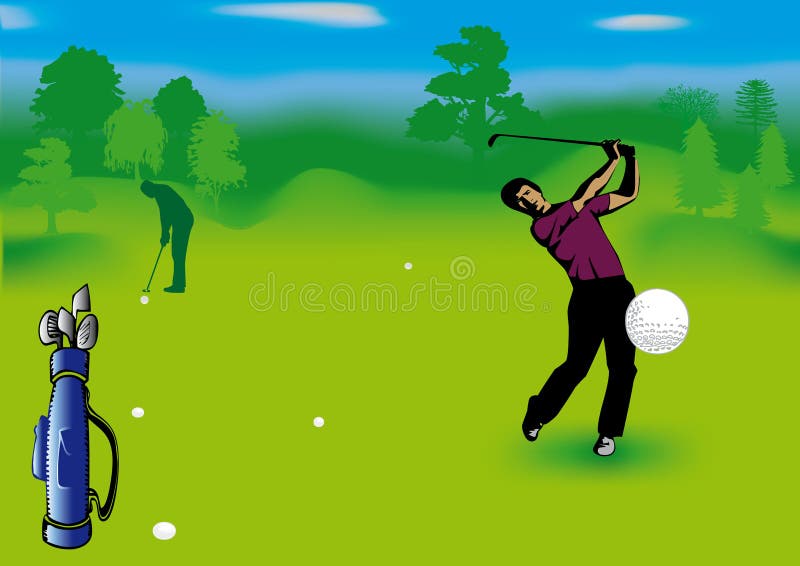 Golf players vector illustration