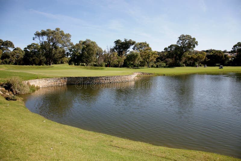 Golf Pond stock image. Image of beauty, water, fountain 2516813