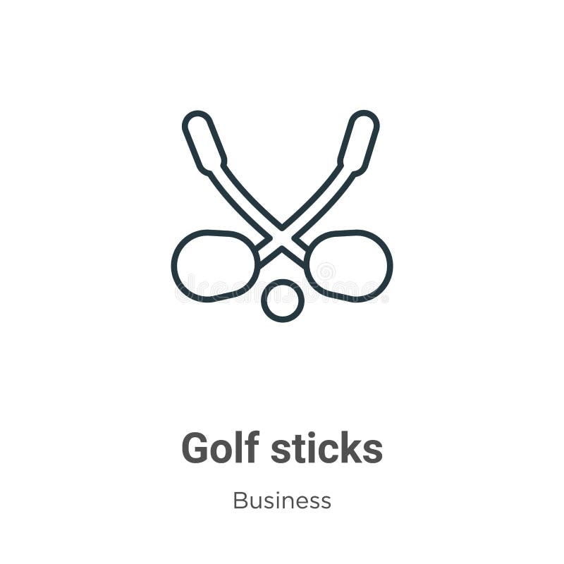 Golf sticks outline vector icon. Thin line black golf sticks icon, flat vector simple element illustration from editable business stock illustration
