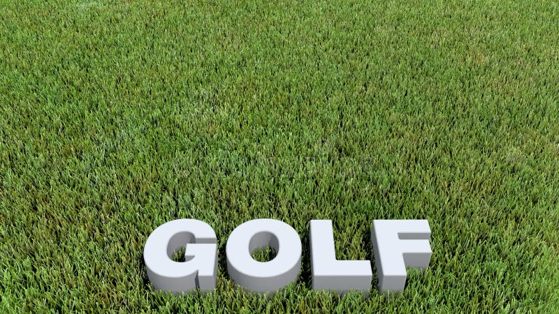 Golf texte 3D on grass stock illustration. Illustration of club - 58950354