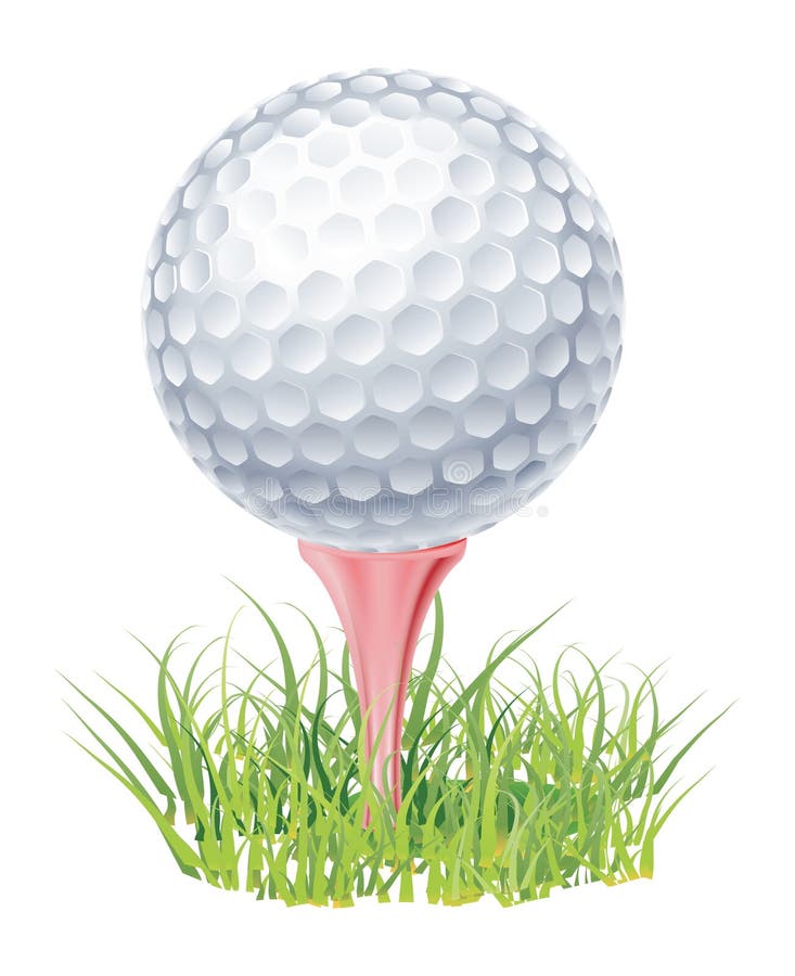 Golfbal op groen gras stock illustratie
