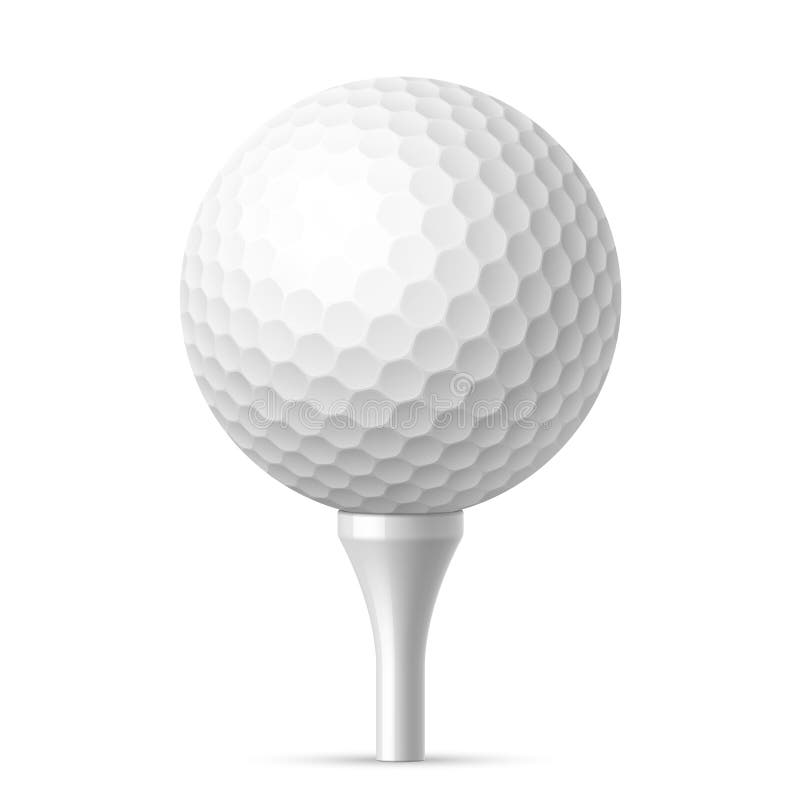 Golfbal op witte tee vector illustratie