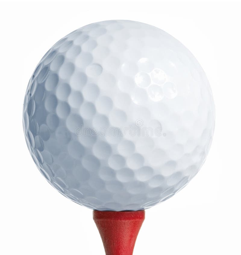 Golfball auf rotem T-Stück