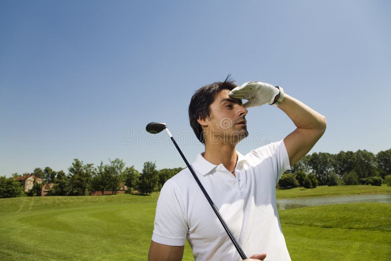 Golf club: golfer searching for the ball. Golf club: golfer searching for the ball