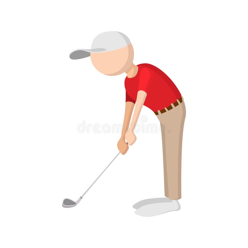 Golfer cartoon icon on a white background. Golf tee outline vectors