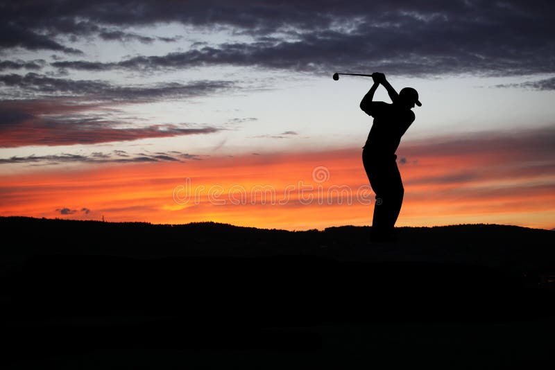 Golf at Sunset stock image. Image of look, point, golfing 793615