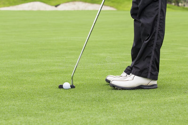 Golfer putting on green. stock photo. Image of golfer 58784776