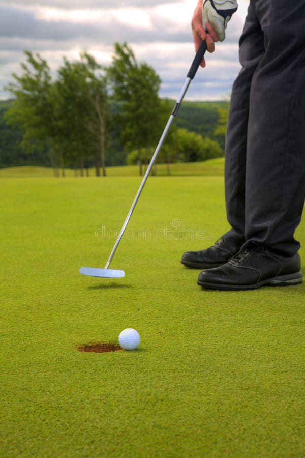 Golfer Putts Ball on Green, Basking in Sunlight Success Generated by AI