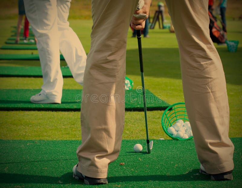 Golfer ready to tee off