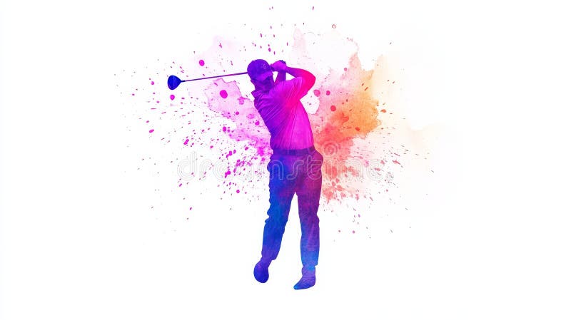 Golfers Dynamic Swing A vibrant watercolor painting of a golfer in action symbolizing power precision skill athleticism vector illustration