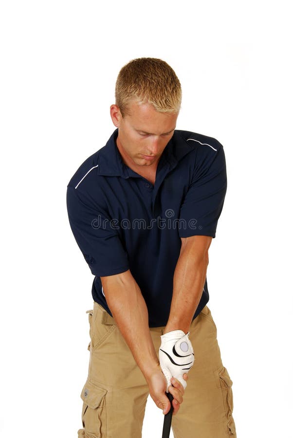Golfer swinging his club stock photo. Image of glove 13095844