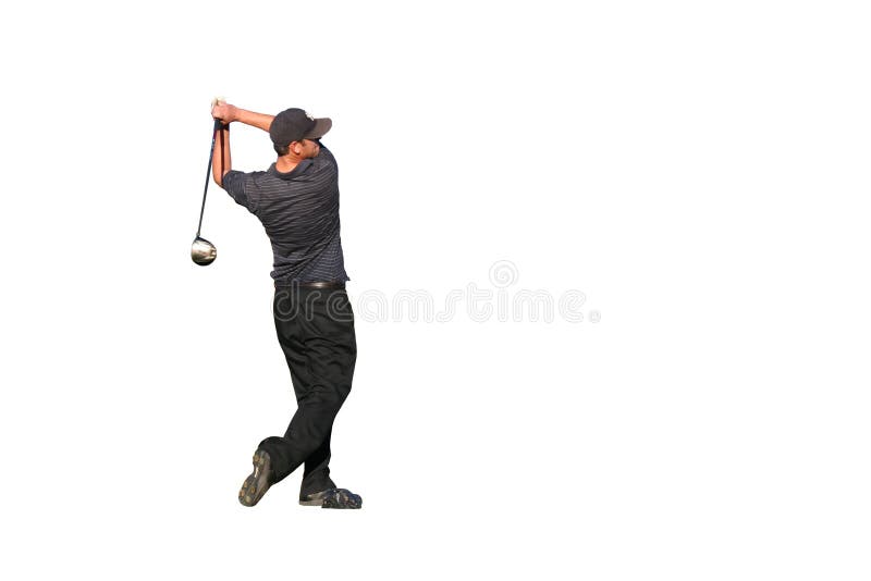 Golfer tee shot Isolated