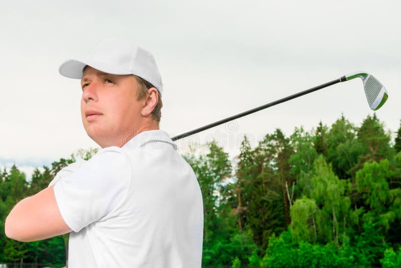 Golfer in White Clothes is Playing Golf Stock Photo Image of putter