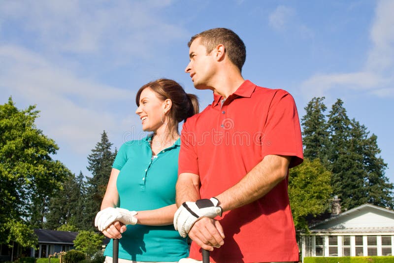 Golfers Look Into Distance Horizontal Picture. Image 6107033