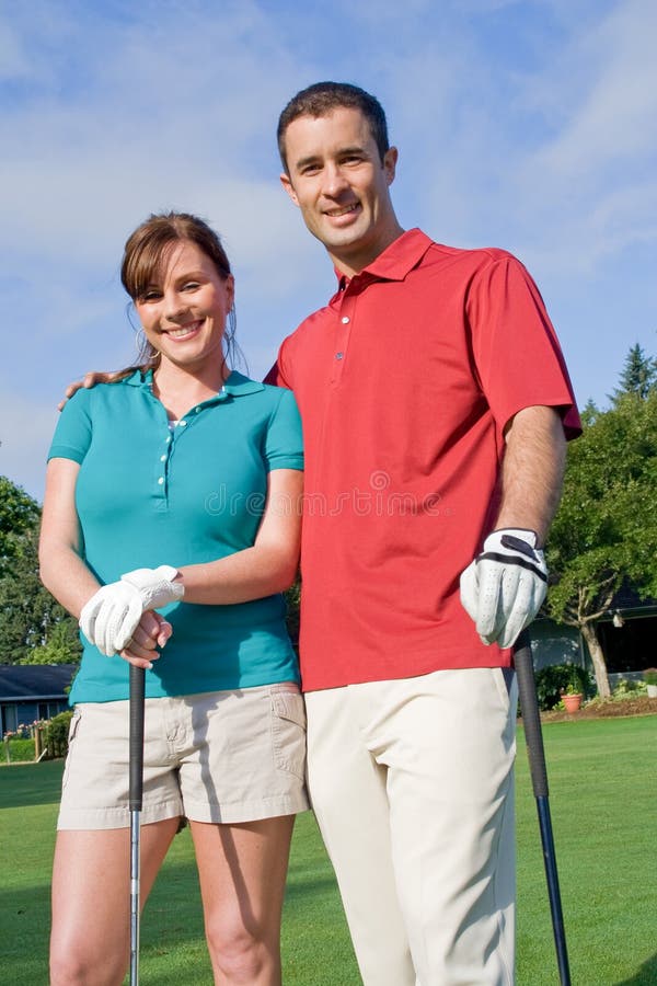 Golfers Smile at Camera - Vertical