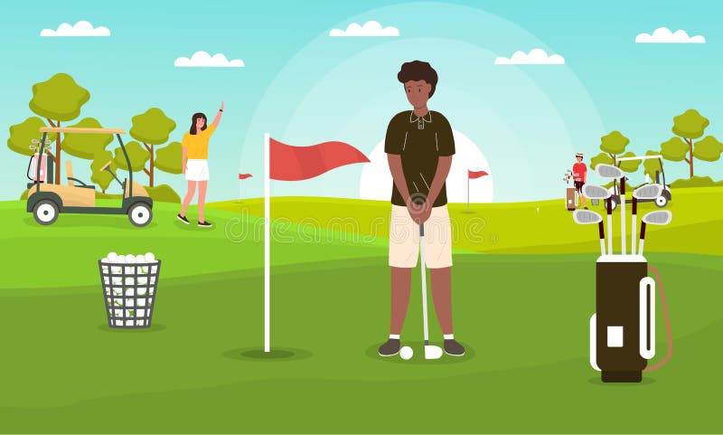 Golfing concept.Young man is about to hit the ball