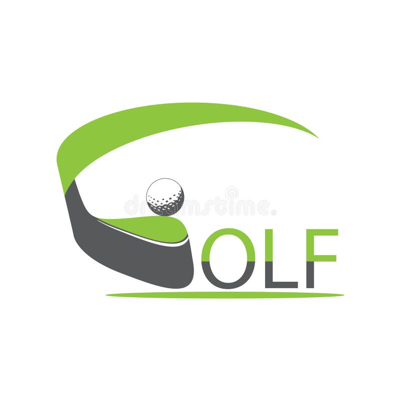 Golflogodesign med vit golfboll stock illustrationer Golflogodesign med vit golfboll stock illustrationer