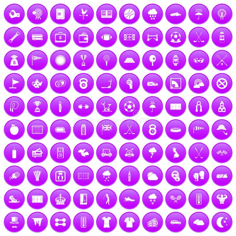 100 golfpictogrammen geplaatst purper vector illustratie 100 golfpictogrammen geplaatst purper vector illustratie