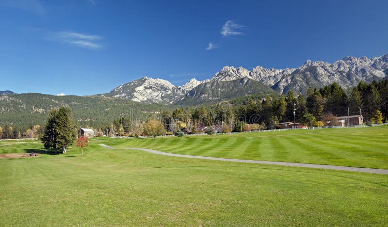 Golf Course under Rocky Mountains, British Columbia, Canada. Golf Course under Rocky Mountains, British Columbia, Canada